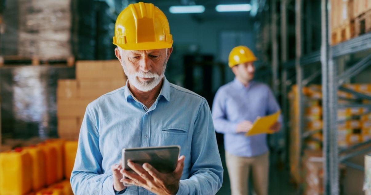 Safety inspector assesing the risks of a working site