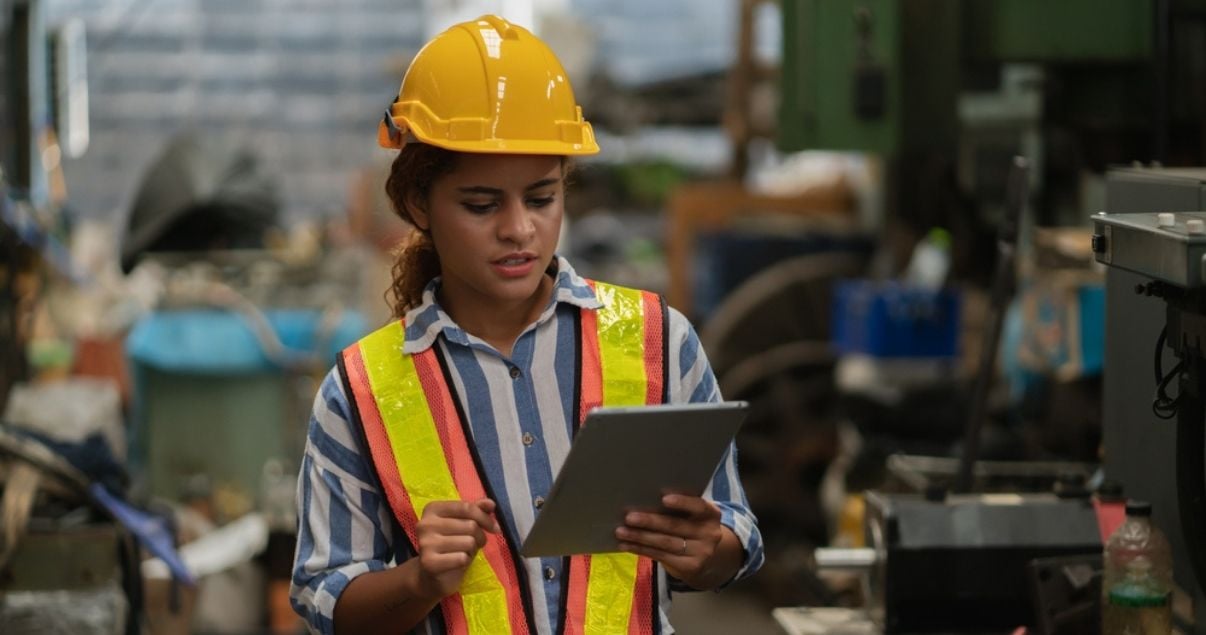 Female engineer performing a building inspection